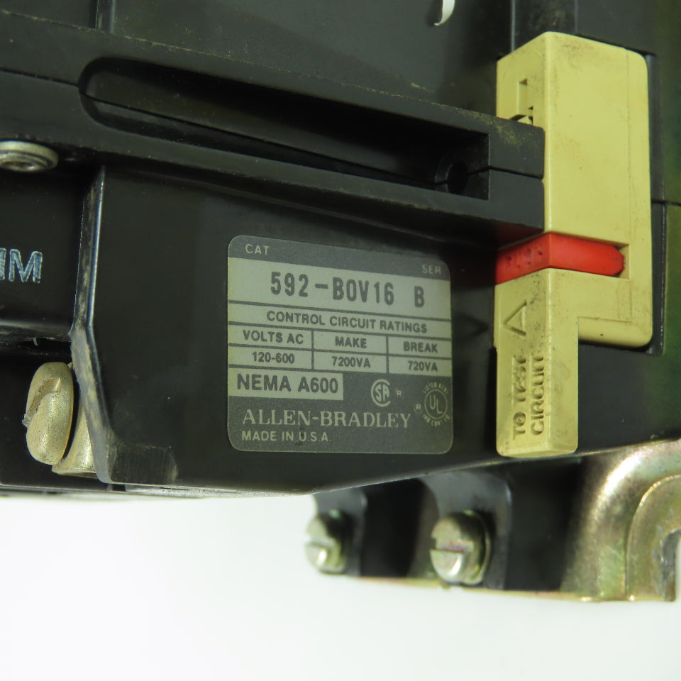 Allen Bradley 592-B0V16 Ser B Nema A600 Overload Relay 120-600VAC Control