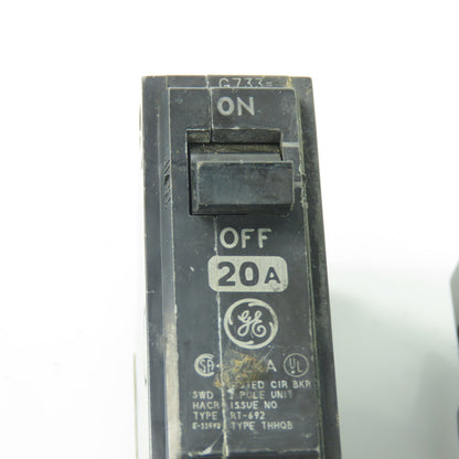 General Electric Type THHQB 20A 1-Pole Circuit Breaker 120/240V Lot Of 3