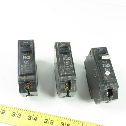 General Electric Type THHQB 20A 1-Pole Circuit Breaker 120/240V Lot Of 3