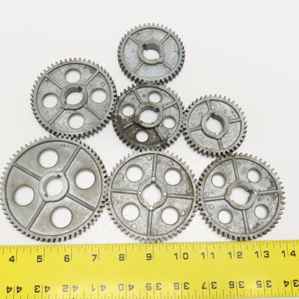 64, 54A, 40A, 44A, 52, 56A, 46 Misc Lot Lathe Machine Gears Lot Of 7