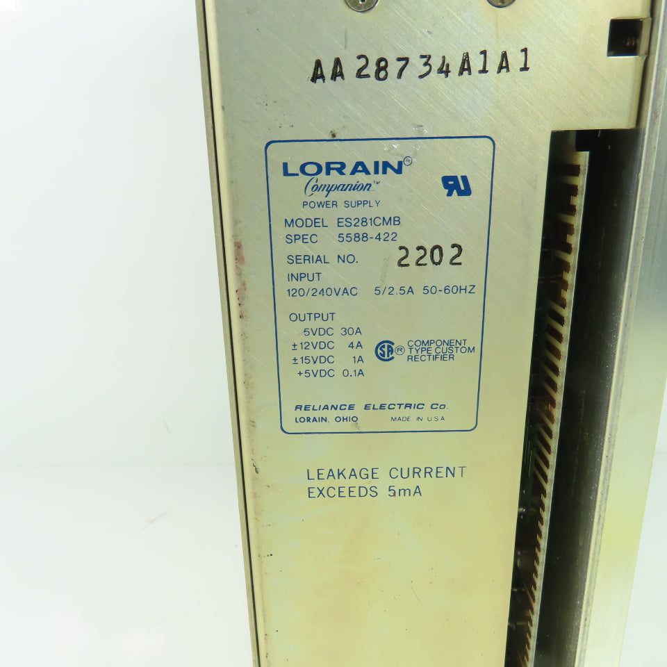 Lorain Reliance Electric ES281CMB PLC Power Supply Module 120/240V In 12VDC Out