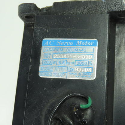 Matushita USAREM-02CMA43 AC Servo Motor 200W 6.5kg-cm 3000rpm