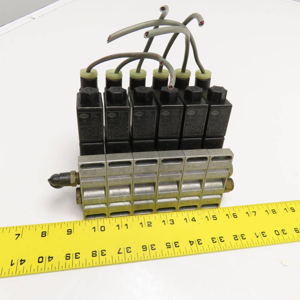 Herion 26254 Solenoid 6 Valve Bank 1.5-10 Bar 24VDC Coil