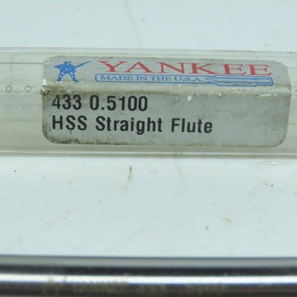 Yankee 433 0.5100 Chucking Reamer 0.5100" HSS Straight 6 Flute HSS 8" OAL