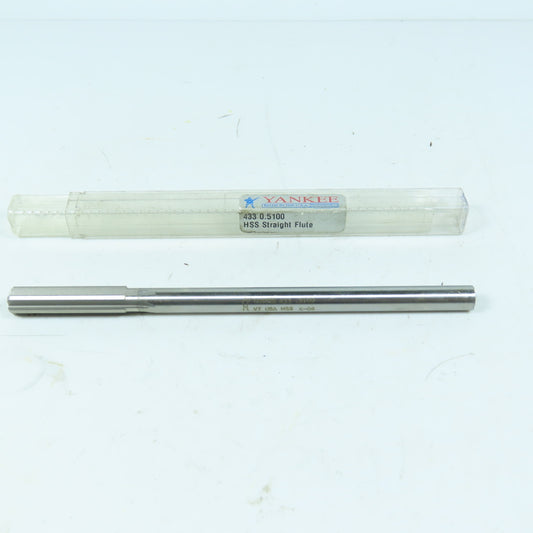 Yankee 433 0.5100 Chucking Reamer 0.5100" HSS Straight 6 Flute HSS 8" OAL