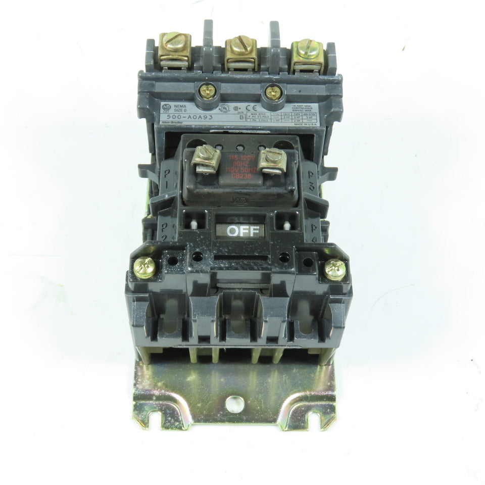 Allen-Bradley 500-A0A93 NEMA Size 0 Motor Starter 115-120V Coil 3HP