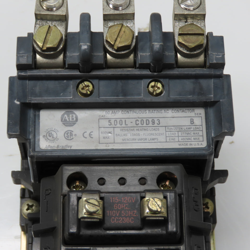 Allen-Bradley SerB 60A Motor Starter 115-120V Coil 600VAC Max