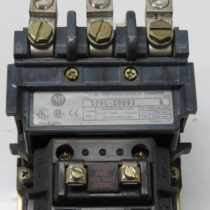 Allen-Bradley SerB 60A Motor Starter 115-120V Coil 600VAC Max