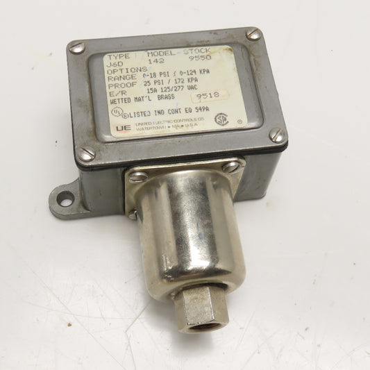 United Electric J6D 142 9550 0-18PSI Pressure Switch 1/4" NPT 125/277VAC