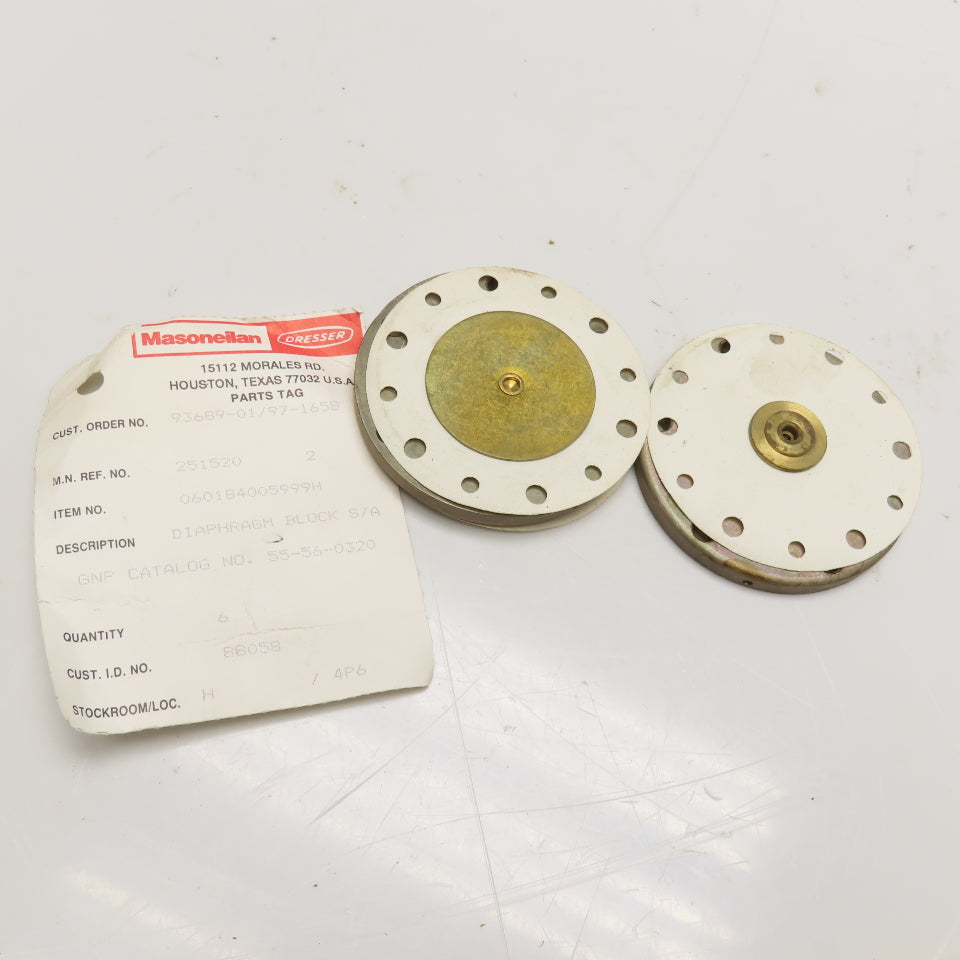 Masoneilan Dresser 060184005999H GNP No. 55-56-0320 Diaphragm Lot Of 2