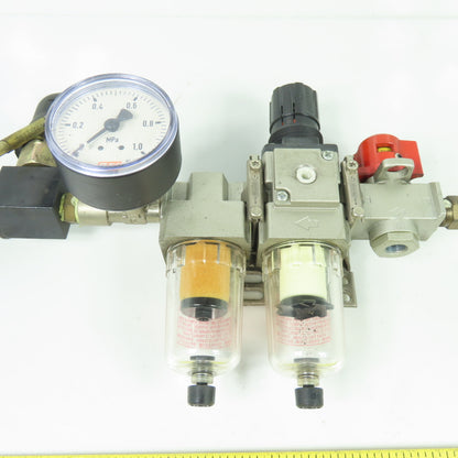 SMC AW20-F02 AFM20-F02 Pneumatic Air Filter Regulator W/VHS20-F02 Relief Valve