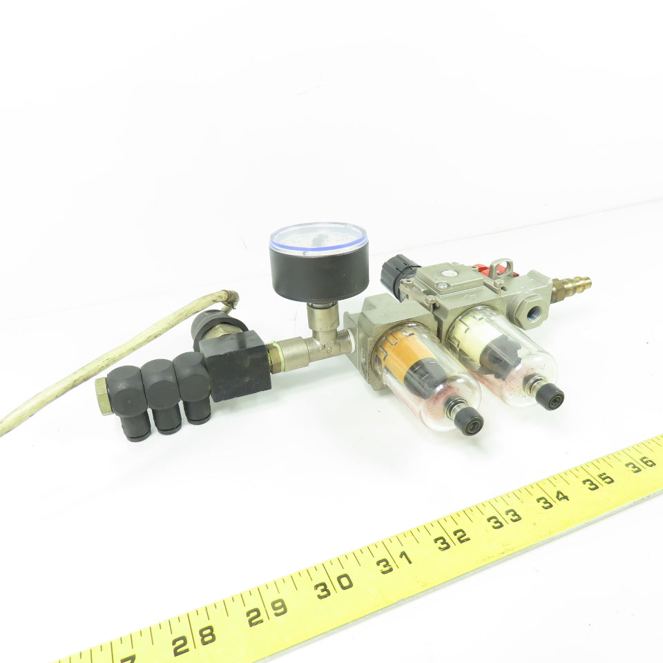 SMC AW20-F02 AFM20-F02 Pneumatic Air Filter Regulator W/VHS20-F02 Relief Valve