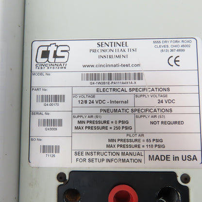 Cincinnati Test Systems I24-1W2B1E-PA111A4X1A-X Sentinel Leak Test Instrument