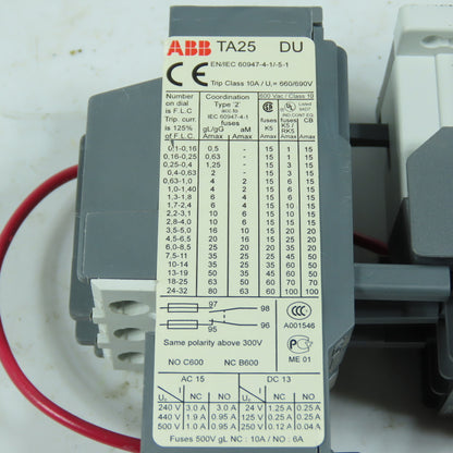 ABB A16-30-10 Contactor with Overload Relay TA25-DU