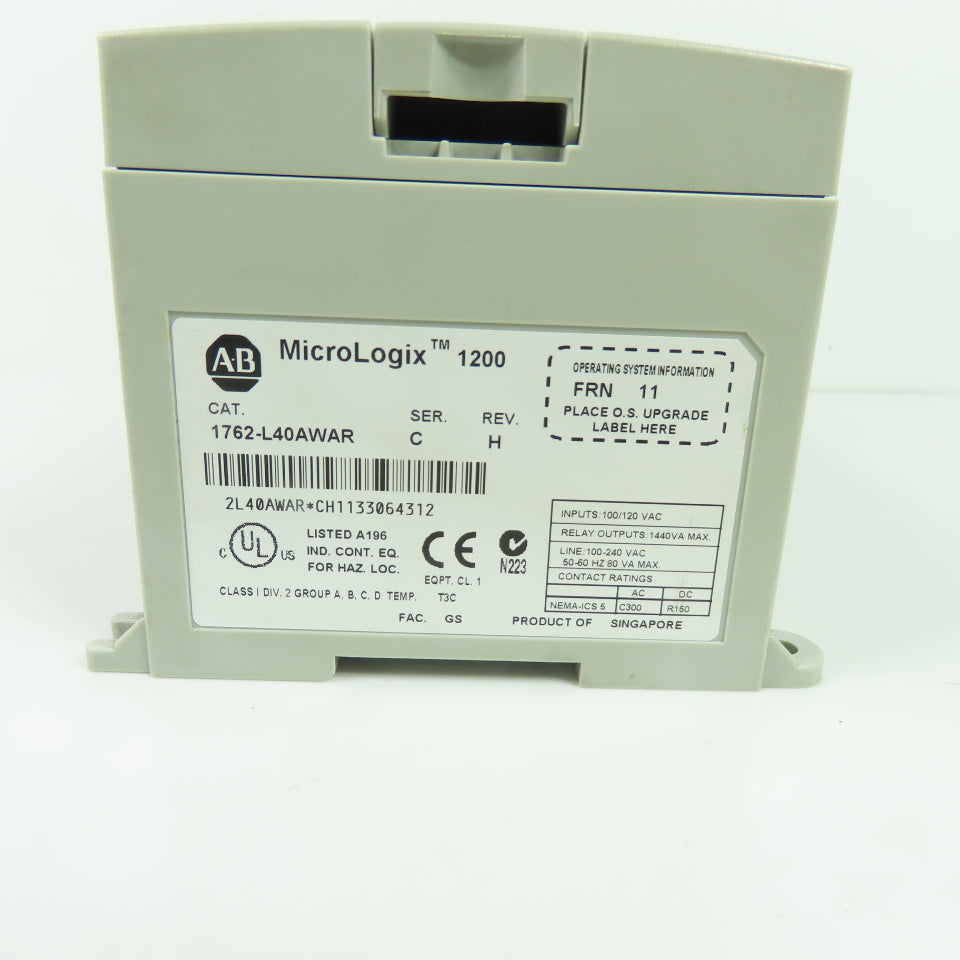 Allen Bradley 1762-L40AWAR MicroLogix 1200 Ser C Rev H FRN 11 PLC Controller