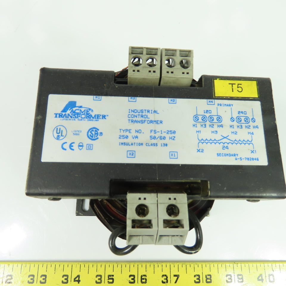 Acme FS-1-250 250VA Transformer 120/240V Pri 24V Sec Tested