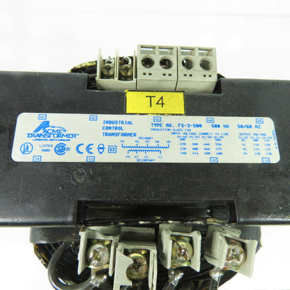 Acme FS-3-500 500VA Control Transformer 50/60Hz 1Ph Tested