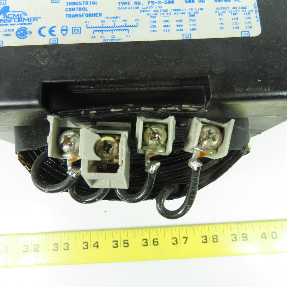 Acme FS-3-500 500VA Control Transformer 50/60Hz 1Ph Tested