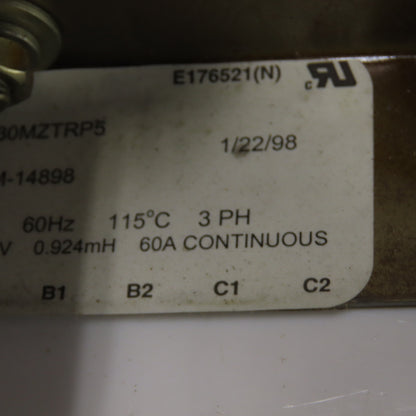 Myron Zucker 30MZTRP5 30kVAR 575V Line Reactor 3Ph 60A