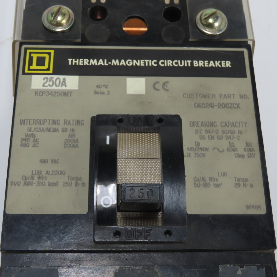 Square D KCP34250MT 250A Circuit Breaker 3-Pole 480V