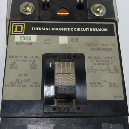 Square D KCP34250MT 250A Circuit Breaker 3-Pole 480V