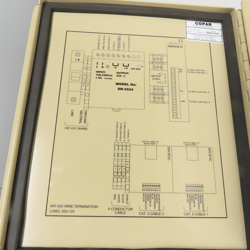 Copar 006-002 TV Interface Control Panel 12"x10"x5"