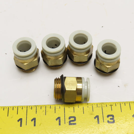 3/8-19 BSP Male x 10mm Push To Connect Union Brass Lot Of 5
