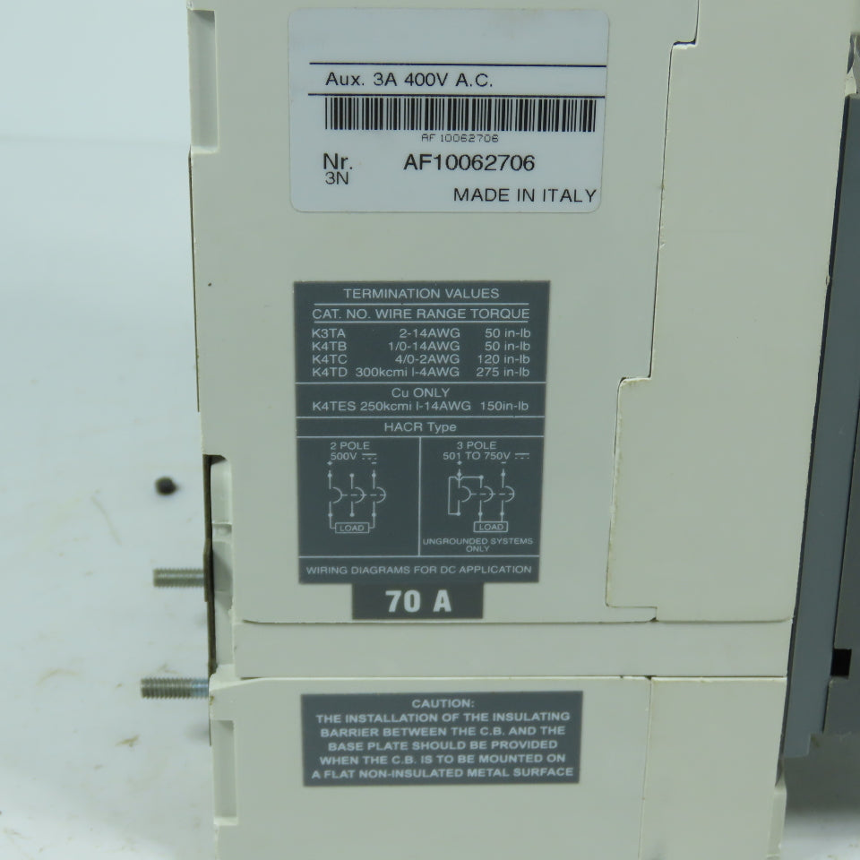 ABB AF10062706 S3N 70A 3-Pole Circuit Breaker 600V