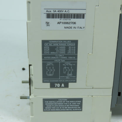 ABB AF10062706 S3N 70A 3-Pole Circuit Breaker 600V