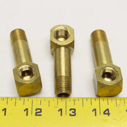 1/4" NPT Brass 90° Street Elbow 2-1/2" OAL Lot Of 3