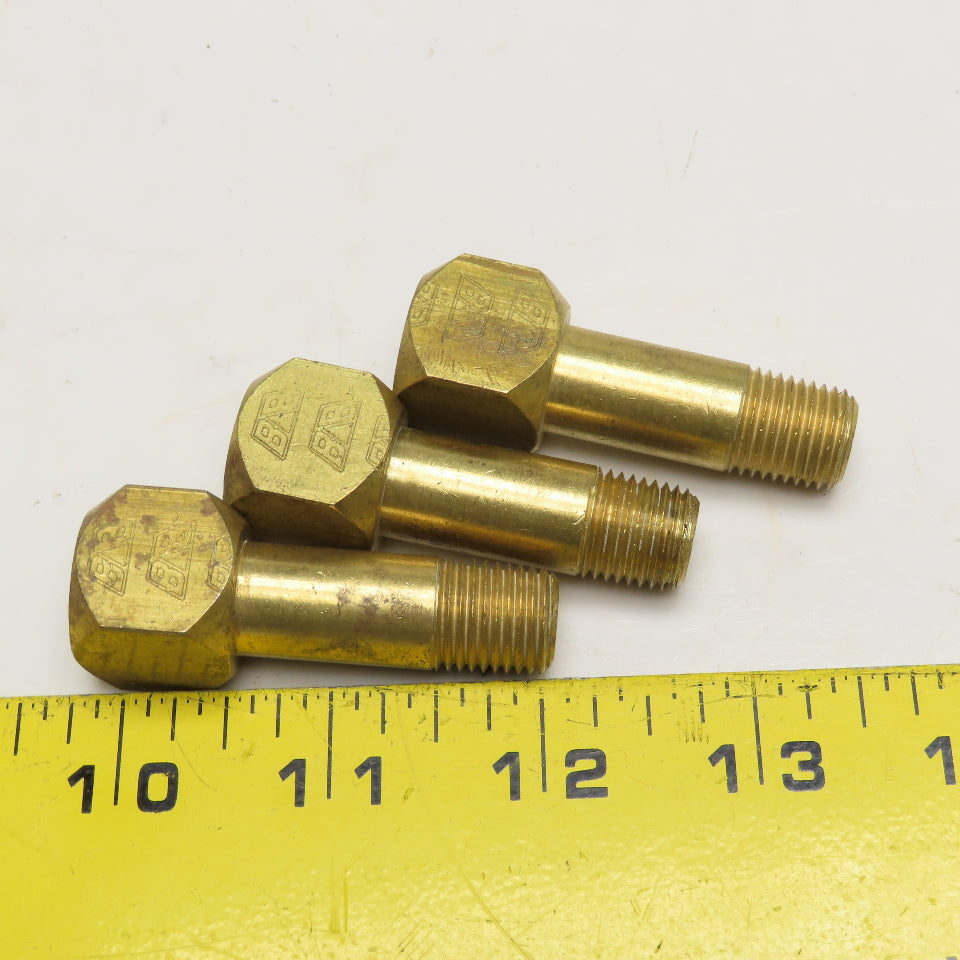 1/4" NPT Brass 90° Street Elbow 2-1/2" OAL Lot Of 3