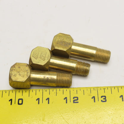 1/4" NPT Brass 90° Street Elbow 2-1/2" OAL Lot Of 3