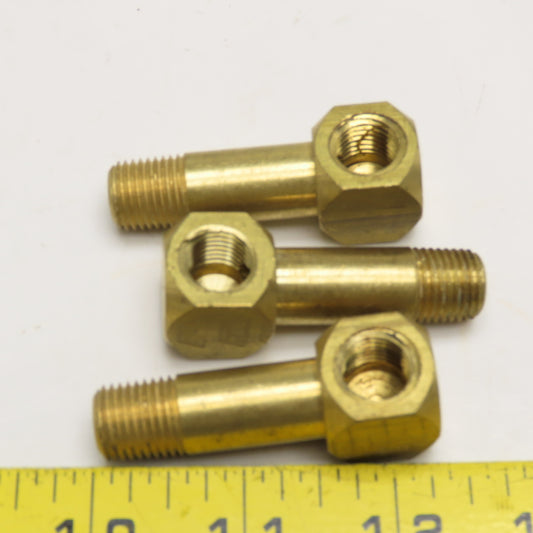 1/4" NPT Brass 90° Street Elbow 2-1/2" OAL Lot Of 3