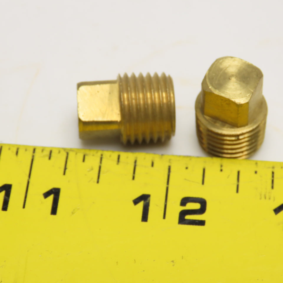 1/4" NPT Brass Square Head Plug Lot Of 2