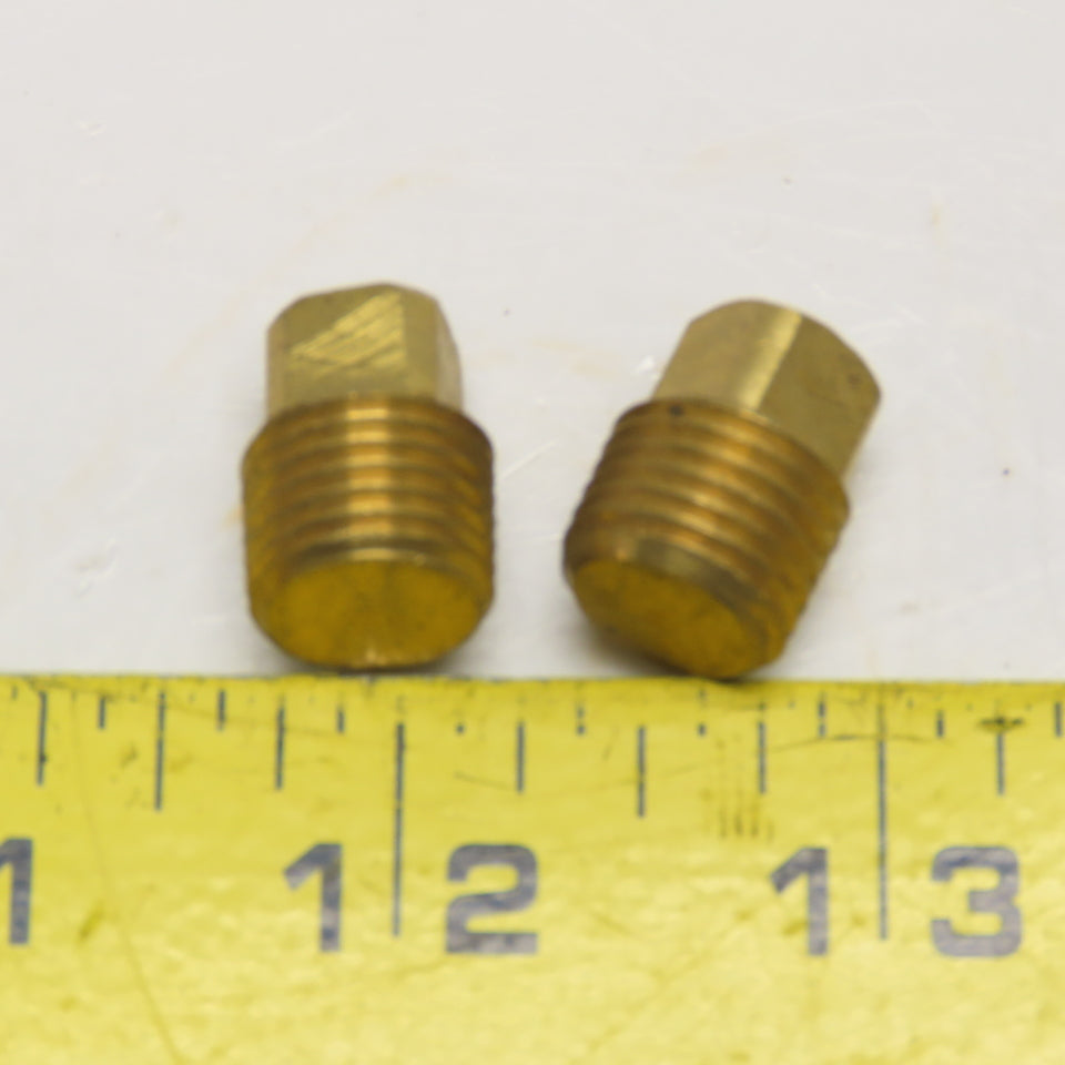 1/4" NPT Brass Square Head Plug Lot Of 2