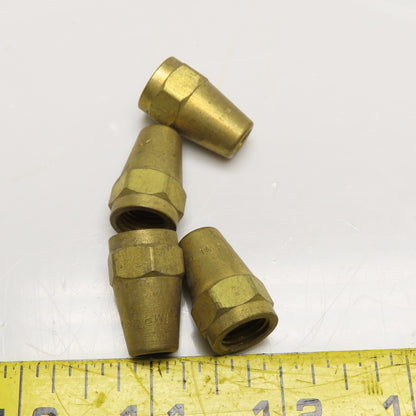 Parker 41FL4-4 1/4" Brass Flare Nut 45° Lot Of 4