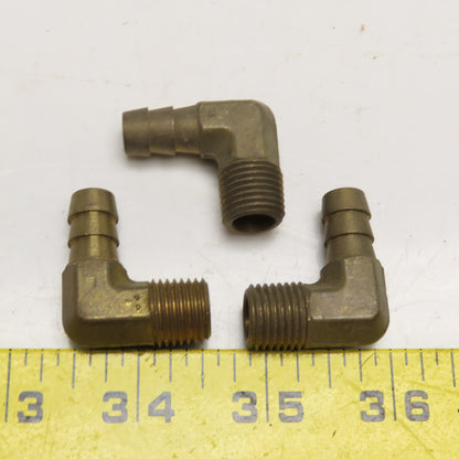 1/4" NPT x 3/8" ID Hose Barb Brass Elbow 90° Lot Of 3