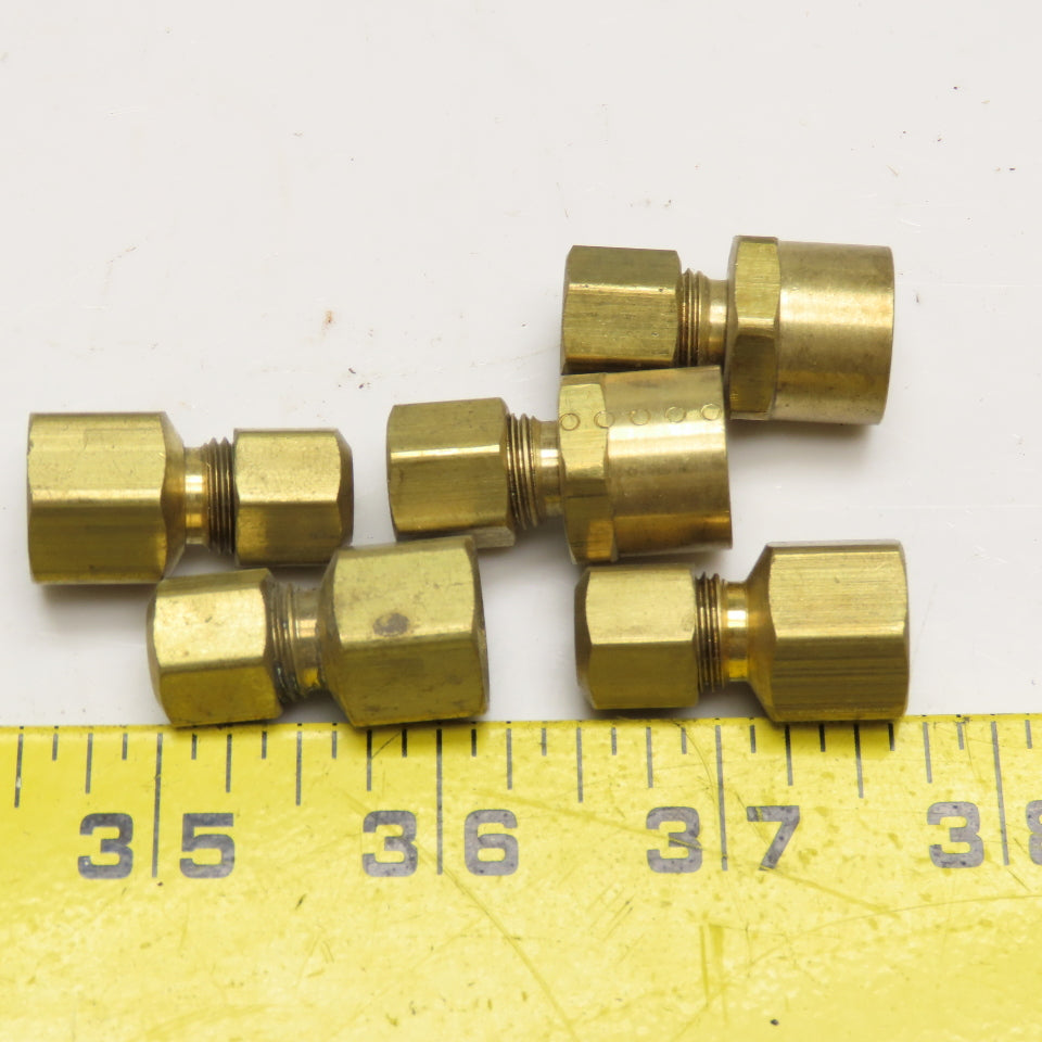 1/4" Compression x 1/4" NPT Female Brass Union Lot Of 5