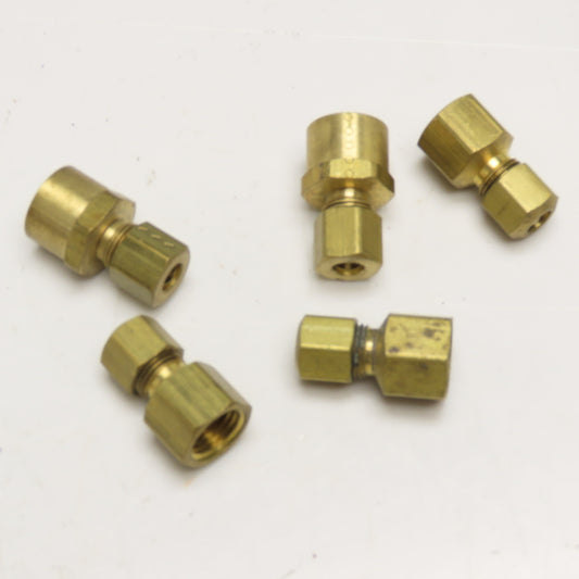 1/4" Compression x 1/4" NPT Female Brass Union Lot Of 5