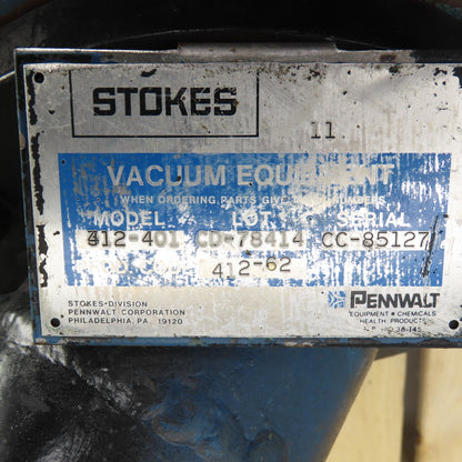 Stokes 412-401 Vacuum Pump 2HP 208-230/460V 3Ph 4" Tested