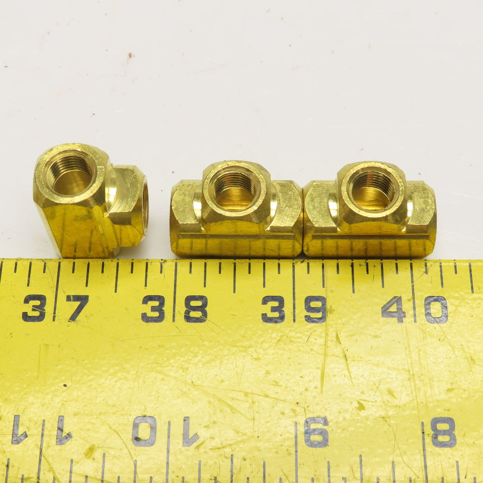 1/8" x 1/8" x 1/8" NPT Brass TEE Fitting Lot Of 3