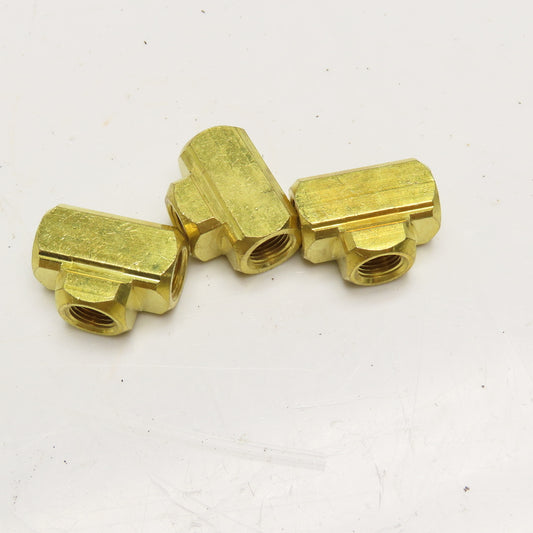 1/8" x 1/8" x 1/8" NPT Brass TEE Fitting Lot Of 3