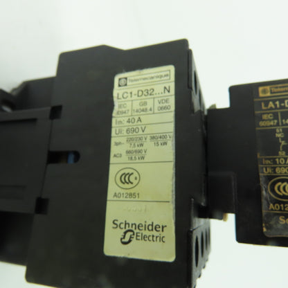Schneider Telemecanique LC1-D32...N Contactor 690V 40A 24V Coil W/ LA1-DN02 C
