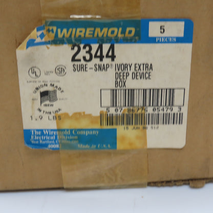 Wiremold 2344 Sure-Snap Ivory Extra Deep Device Box 1 Gang Lot Of 5