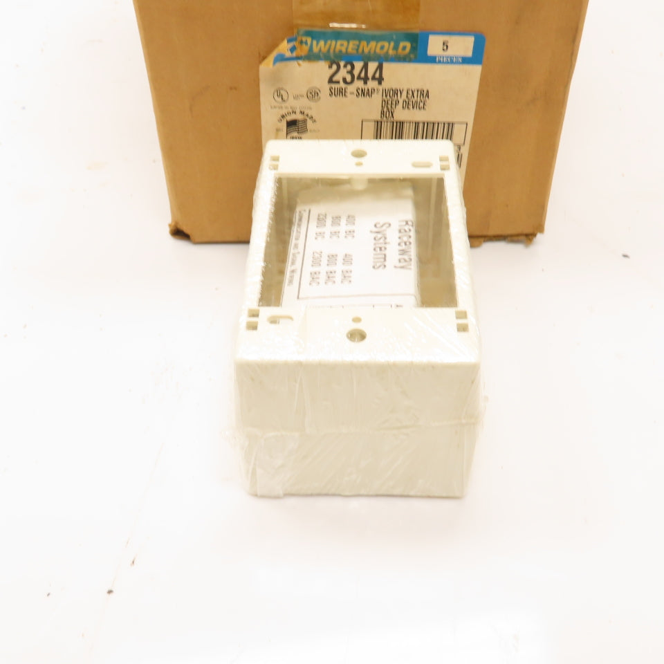 Wiremold 2344 Sure-Snap Ivory Extra Deep Device Box 1 Gang Lot Of 5