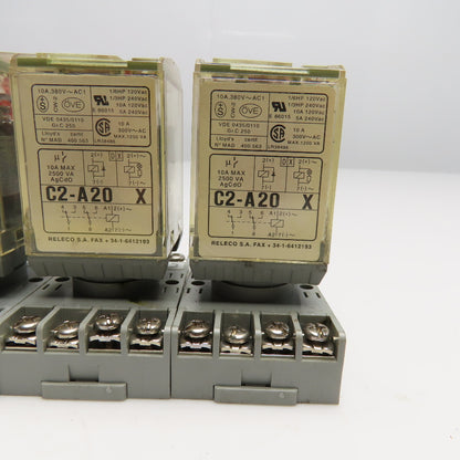 Releco C2-A20 8 Pin Power Relay 120V Coil W/ Socket Base Lot Of 3