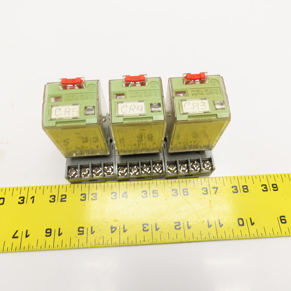 Releco C2-A20 8 Pin Power Relay 120V Coil W/ Socket Base Lot Of 3