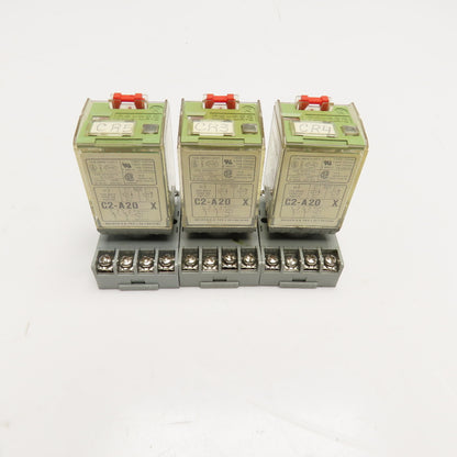 Releco C2-A20 8 Pin Power Relay 120V Coil W/ Socket Base Lot Of 3