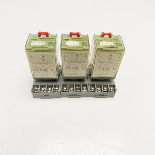 Releco C2-A20 8 Pin Power Relay 120V Coil W/ Socket Base Lot Of 3