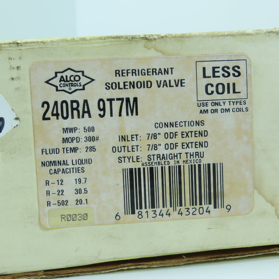 ALCO Controls 240RA 9T7M Refrigerant Solenoid Valve 7/8" ODF